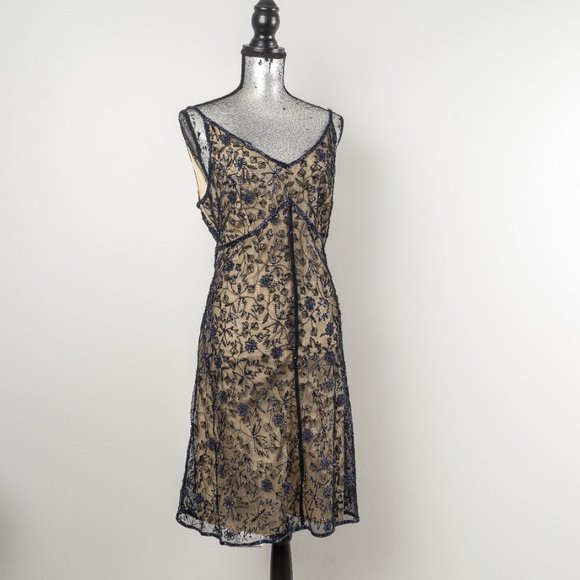 NWT Navy beaded cocktail dress - 14 - Picture 2 of 3